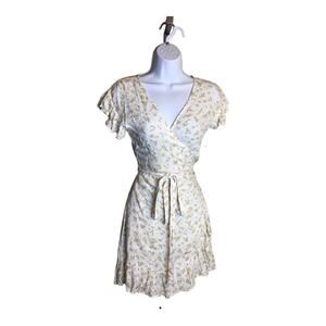 Billabong Women floral Wrap Dress NWT Mini Floral Yellow Dress Boho Cowgirlcore